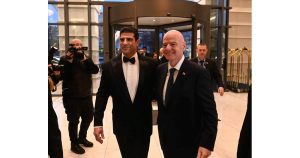 Инфантино и президентът на БФС Георги Иванов. СНИМКА: ЙОРДАН СИМЕОНОВ