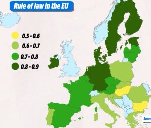 Върховенството на закона се влошава в две трети от ЕС; България с най-голямо подобрение в света Върховенството на закона се влошава в две трети от ЕС; България с най-голямо подобрение в света