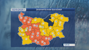 Опасно време: България под оранжев и жълт код за проливни дъждове, сняг и силен вятър