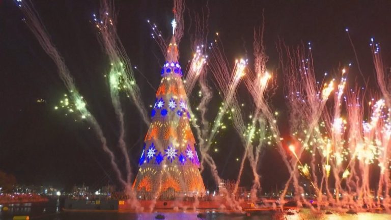 80-метрово коледно дърво озари Рио и даде старт на празничния сезон 80-метрово коледно дърво озари Рио и даде старт на празничния сезон