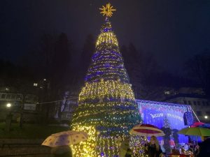 Коледната магия завладя Смолян: Елхата грейна въпреки дъжда