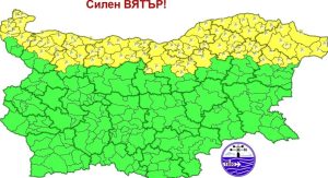 НИМХ обяви жълт код за силен вятър в 12 области на страната