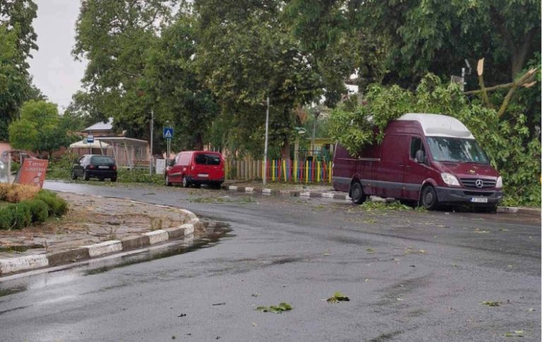 Силна буря и градушка в Ямболско: Пет села са без ток, вятърът повали дървета и стълбове Силна буря и градушка в Ямболско: Пет села са без ток, вятърът повали дървета и стълбове