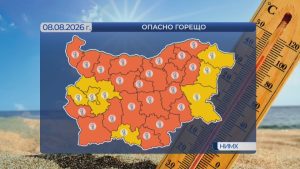 Опасно горещо време с оранжев код обхваща почти цялата страна утре