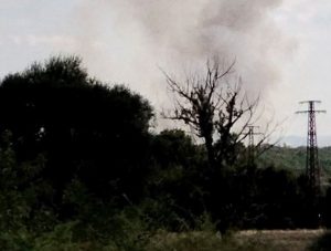 Пожар край квартал „Дебър“ в Първомай: седем екипа на линия, няма опасност за хората