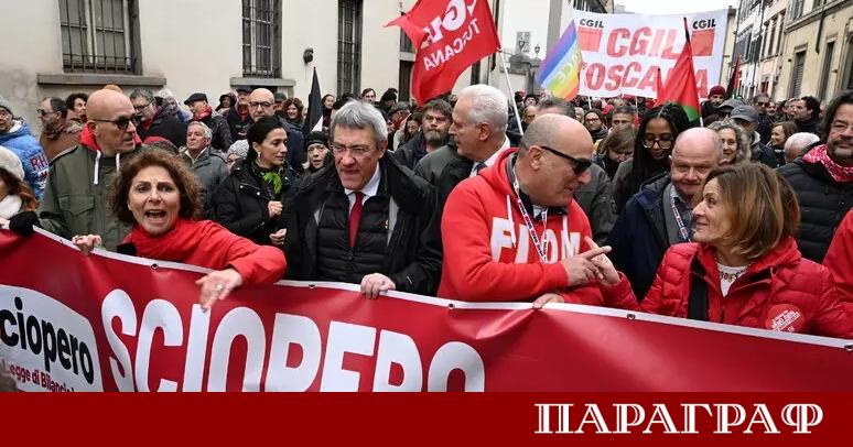 Италия е обхваната от еднодневна обща стачка Тя е организирана