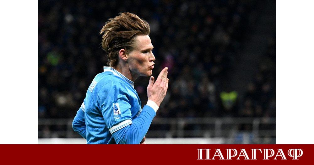 Шотландският полузащитник Скот Мактоминей донесе точка за шампиона Наполи при