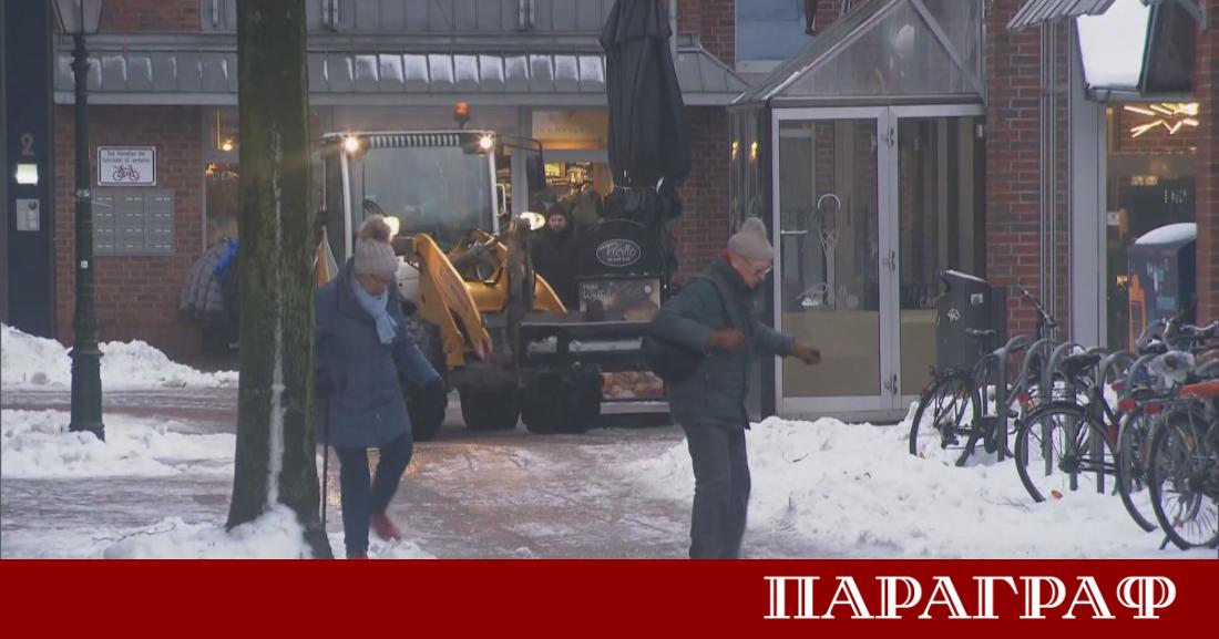 Леден дъжд и снеговалежи създадоха хаос в Германия парализирайки въздушния