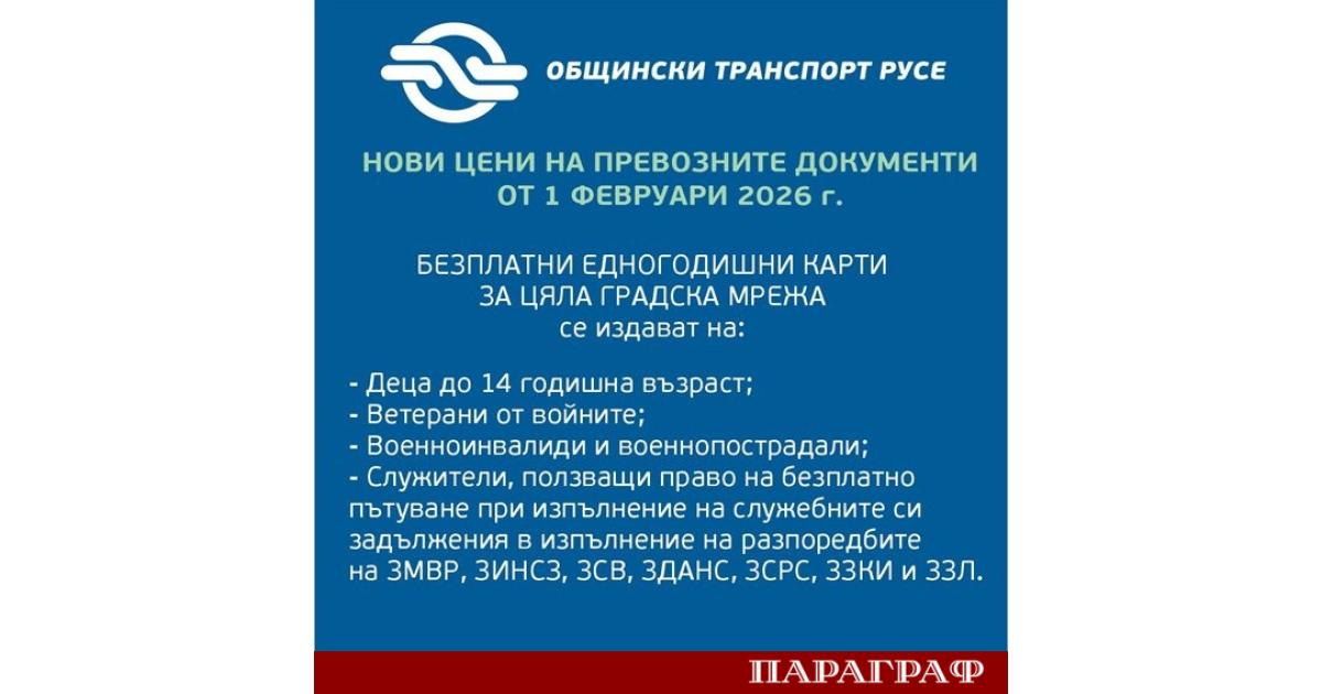 От 1 февруари в Русе влизат в сила нови цени