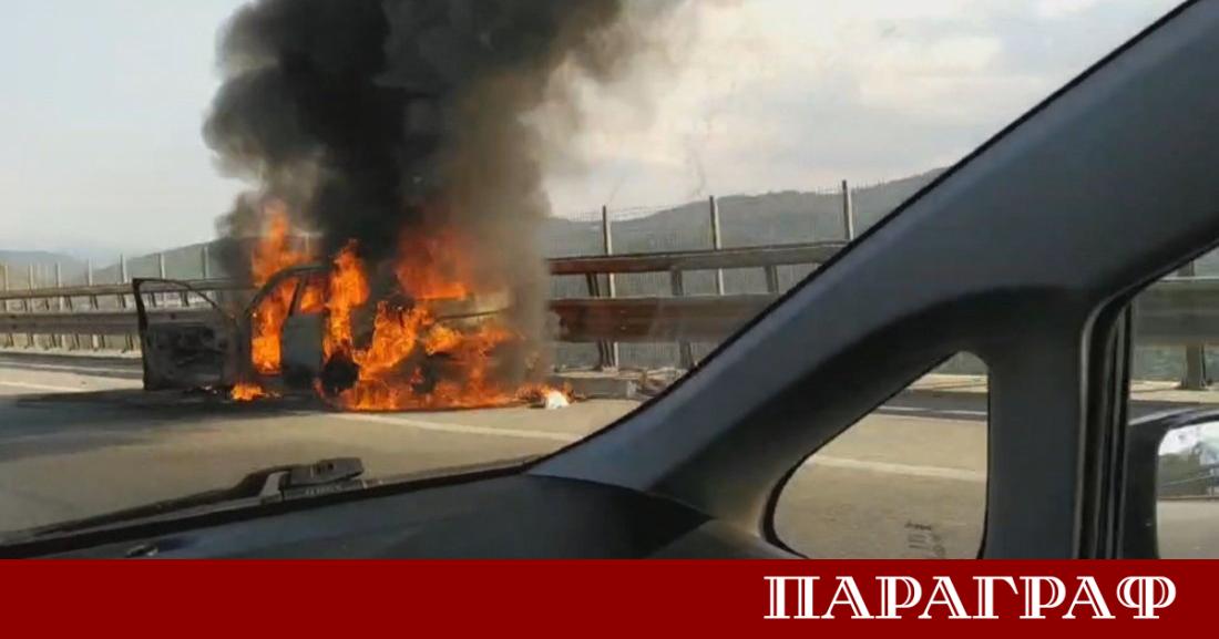 Автомобил изгоря на автомагистрала Хемус през днешния ден Инцидентът се
